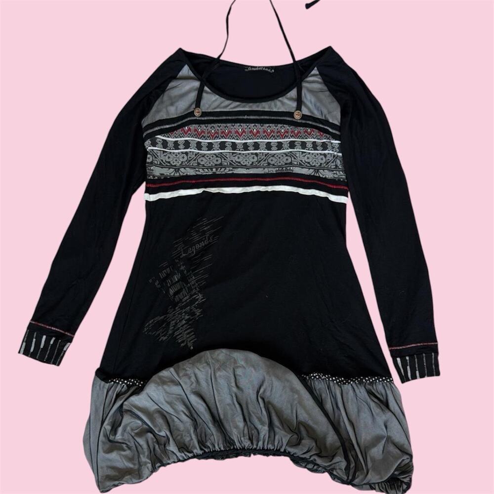La mode est a vous Black & gray long sleeve bubble dress